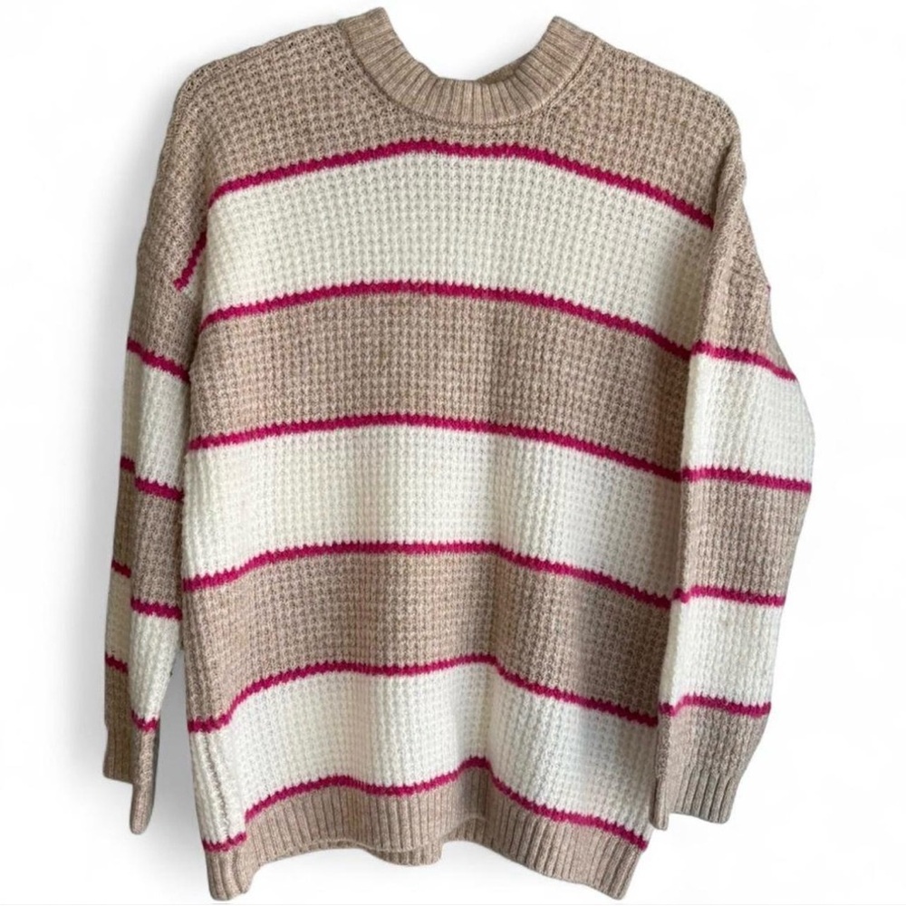 Striped Tan and Pink Women's Sweater